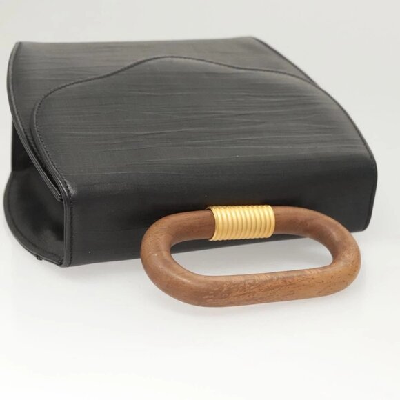 BALLY Hand Bag Leather Black Gold Auth 126005 - Picture 6 of 16